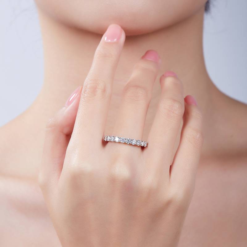 Round S925 silver plated white gold moissanite diamond women's ring 1.0 carat D-grade